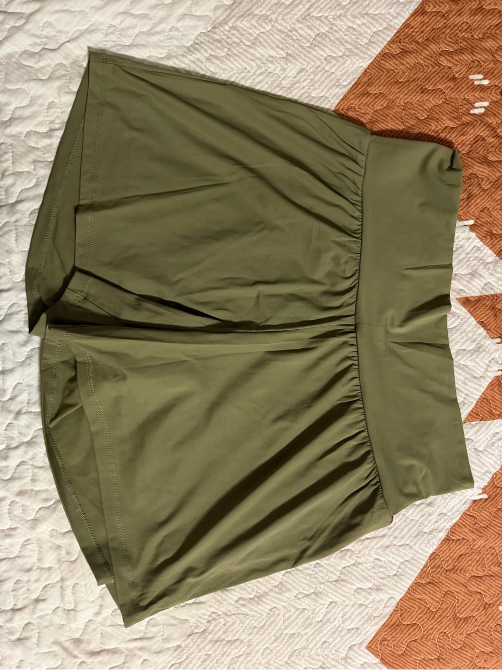 High-Waist Olive Green Athletic Shorts XL LONG
